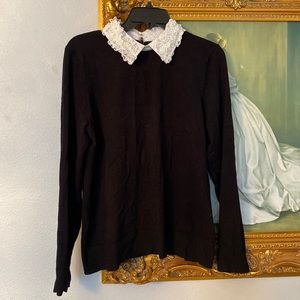 Cable & Gauge Embellished Collar Sweater